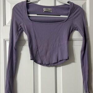 Urban Outfitters Lavender Ribbed Long Sleeve Top